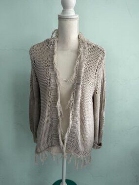 WOODEN SHIPS Beige Knit Cardigan Sweater Size Small